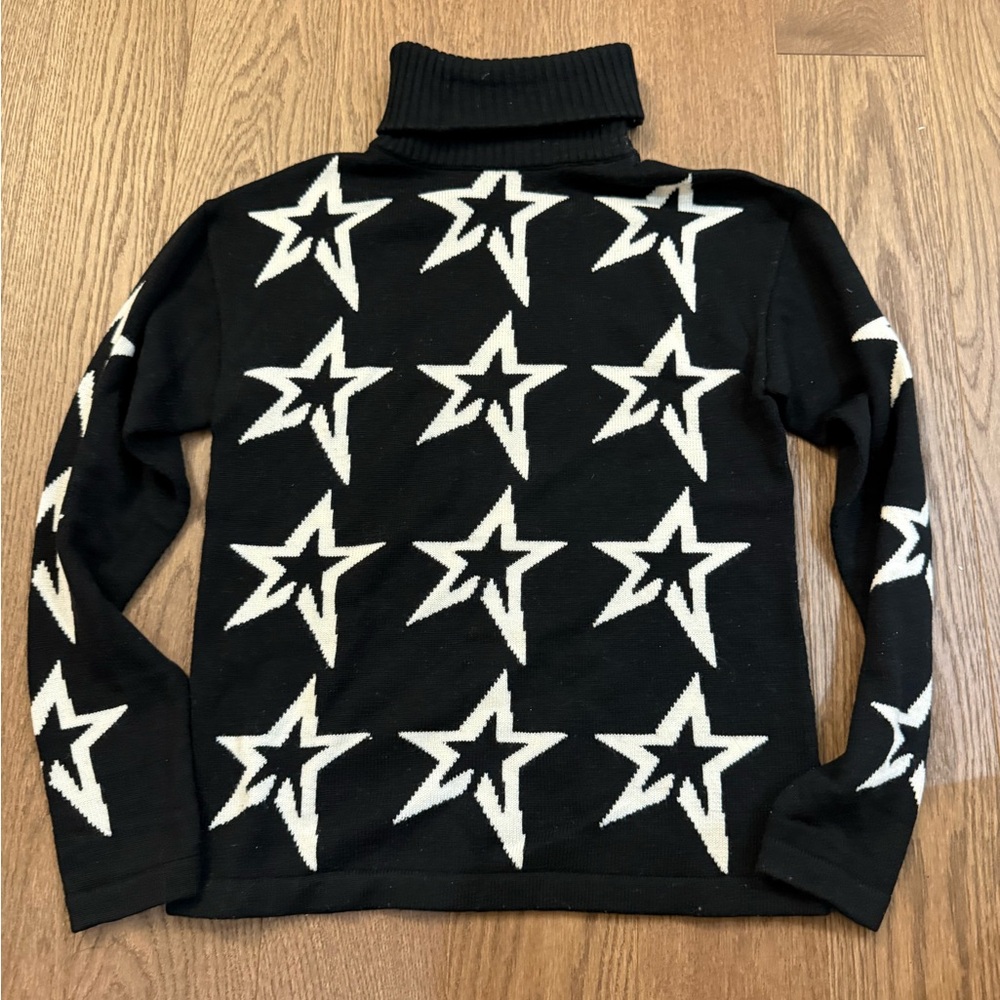Perfect Moment Black Sweater with White Star Design